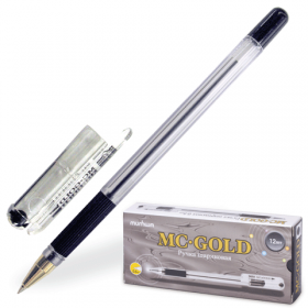 Ручка шар. MC Gold черн. на масл. основе 0,5мм,с резин. упором (207857)