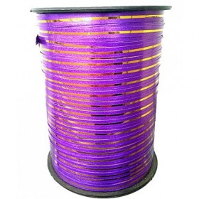Лента однотонная 0,5см (250) фиолетовая с золотой полосой