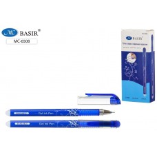 Ручка гел. стираемая синий корпус с серебристым рисунком, 0,5 mm. цвет чернил-синий. МС-6508/син/