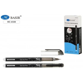 Ручка гел. стираемая синий корпус с серебристым рисунком, 0,5 mm. цвет чернил-черный МС-6508/черн./