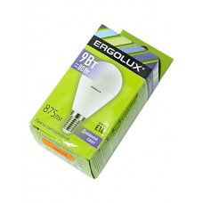 Лампа светодиодн. Ergolux LED G45-9W-Е14-6500К (дневной свет, шарик)