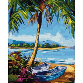 Картины по номерам в ассортименте (формат 50х40) Лодки под пальмой  ZX23527