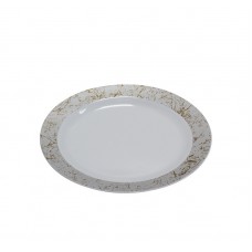 Тарелка пластиковая белая  серебряный мрамор  d 190мм (6шт)