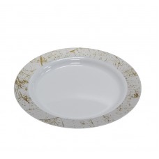 Тарелка пластиковая белая  серебряный мрамор  d 230мм (6шт)