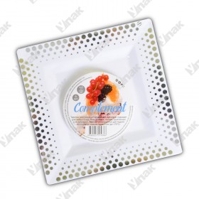 Тарелка пластиковая белая квадратная серебряный декор 165х165мм (6шт) Complement 