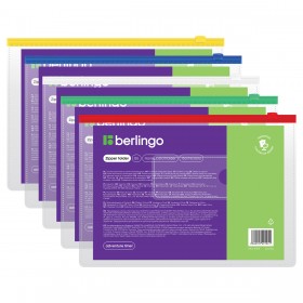 Папка-конверт на молнии В5 150мкм (Berlingo) с карманом для визиток, прозрачная арт.AKm_15109