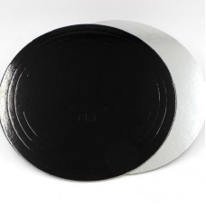 Подложка под торт D=240 черная/серебро усиленная 3,2мм